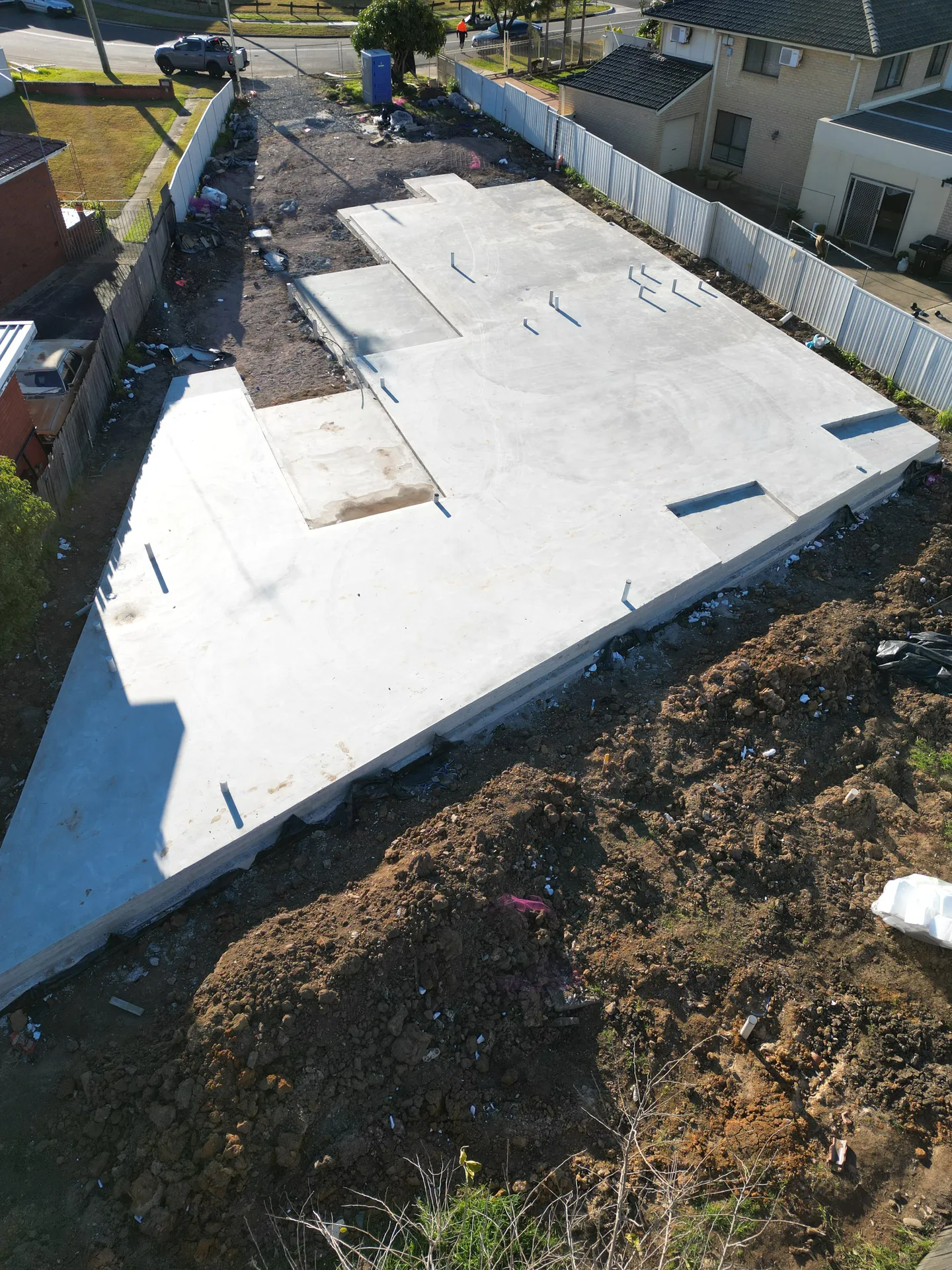 Residential house slab drone shot — Allara Concreting